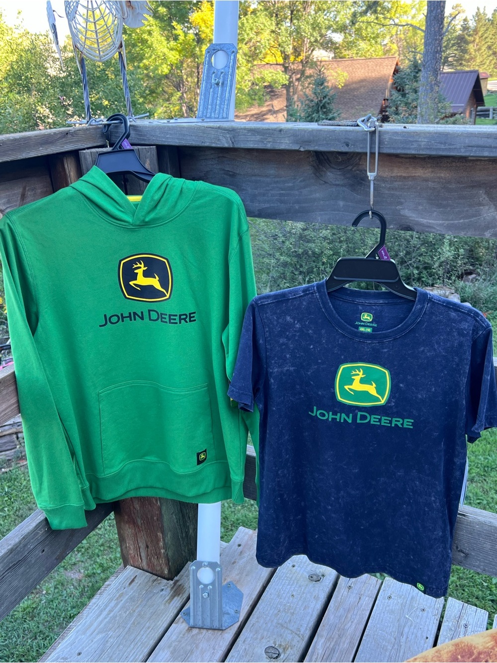 John Deere Green Hoodie & Navy T-Shirt Set with Yellow Logo NWT 4/5 OR XXL18